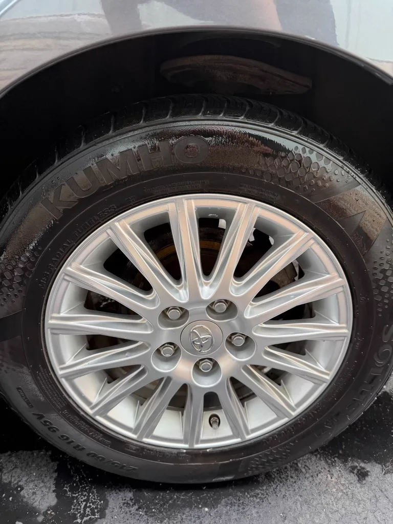 Wheel after cleaning and tire shine